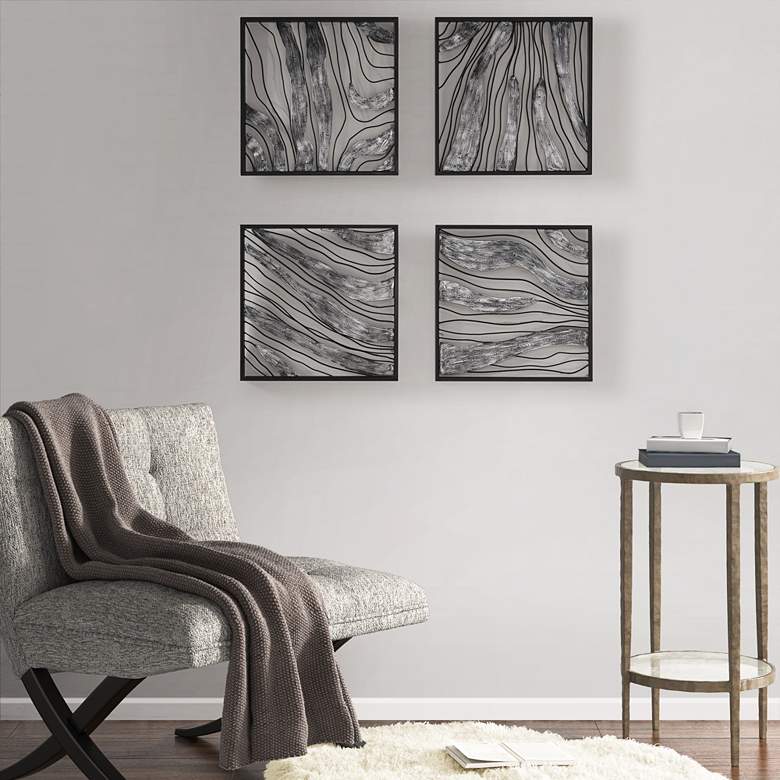 Slate 15" Square 4-Piece Framed Metal Wall Art Set