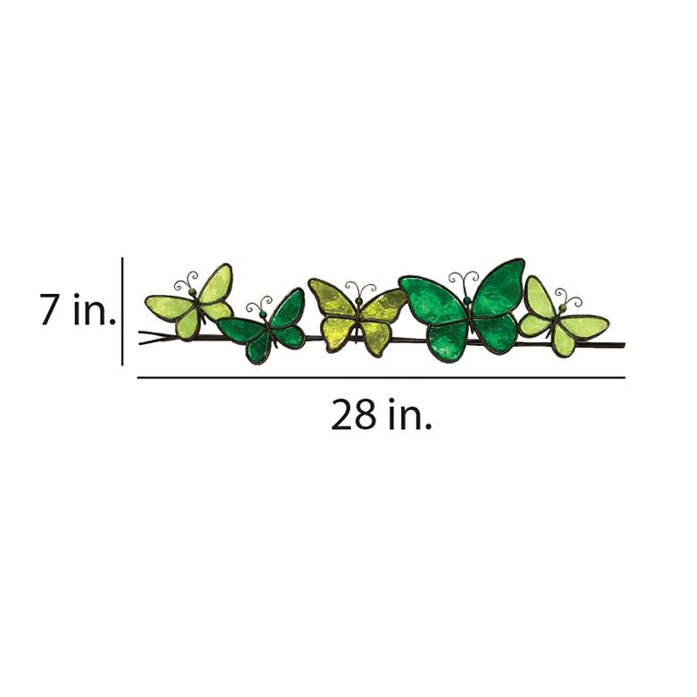 Butterflies On A Wire 28"W Green Capiz Shell Wall Decor