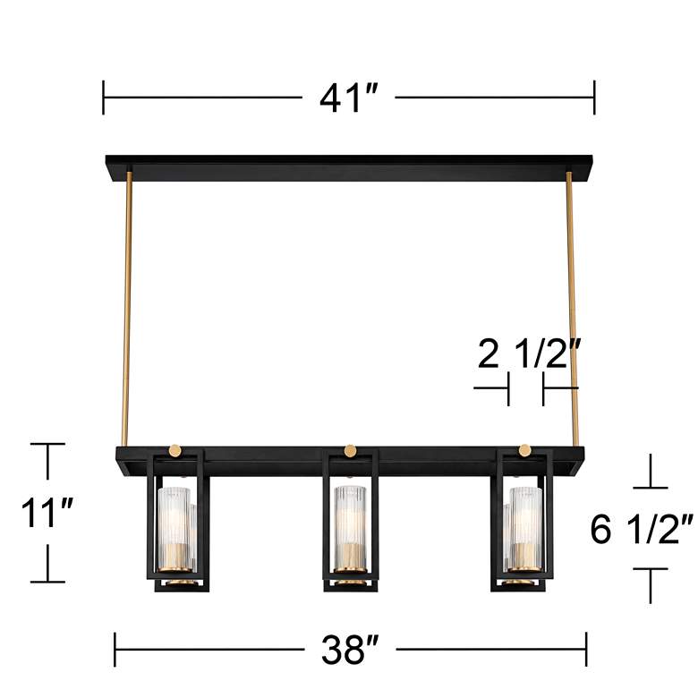 Ramos 38" Wide Matte Black and Warm Brass Island Chandelier