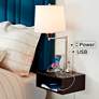 Sophie Wall Lamp Shelf with Swing Arm Lamp and Outlet Plus USB