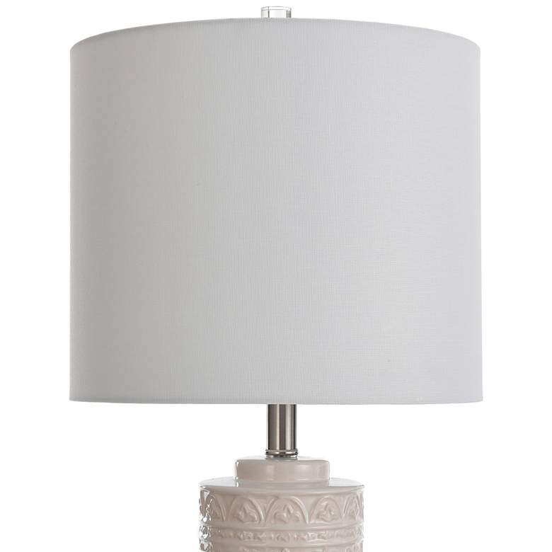 Nicoll Glossy Ivory Ceramic Cylinder Table Lamp