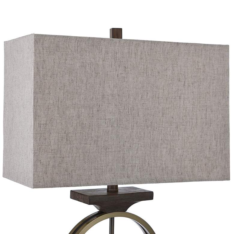 Edwards Brass Ring and Molded Brown Wood-Like Table Lamp