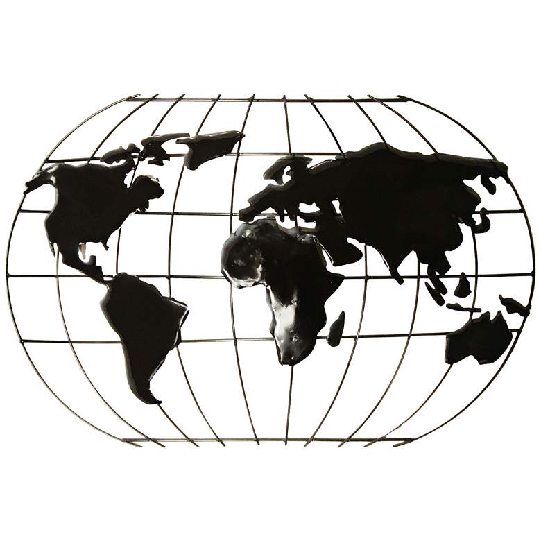Openwork Metal Globe 30" Wide Wall Art