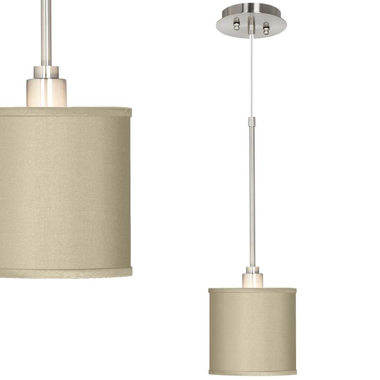 Teal Blue 7" Wide Faux Silk Mini Pendant Light