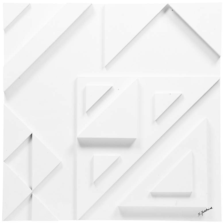 Vector III 24" Square White Geometric Modern Wall Art
