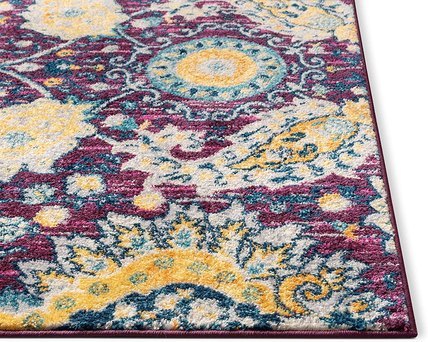 Mystic Ash Lavender Bohemian Floral Distressed Area Rug