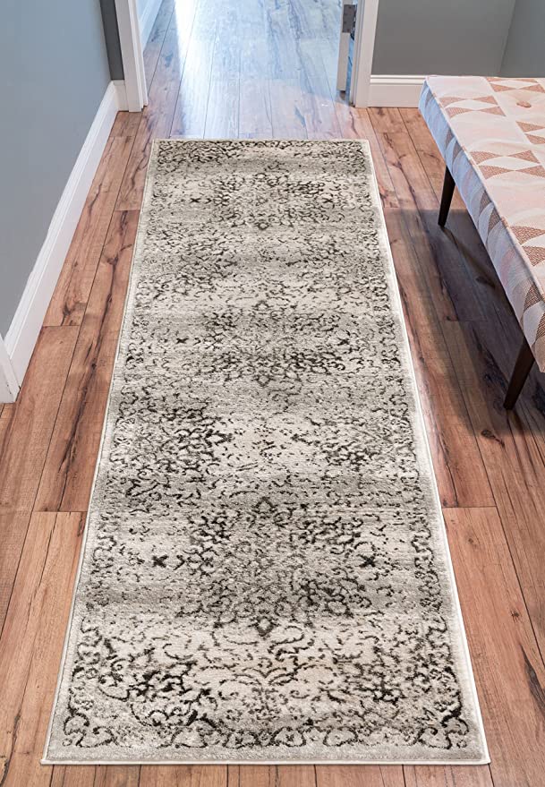 Coverly Grey & Beige Vintage Medallion Traditional Persian Oriental Plush Shed