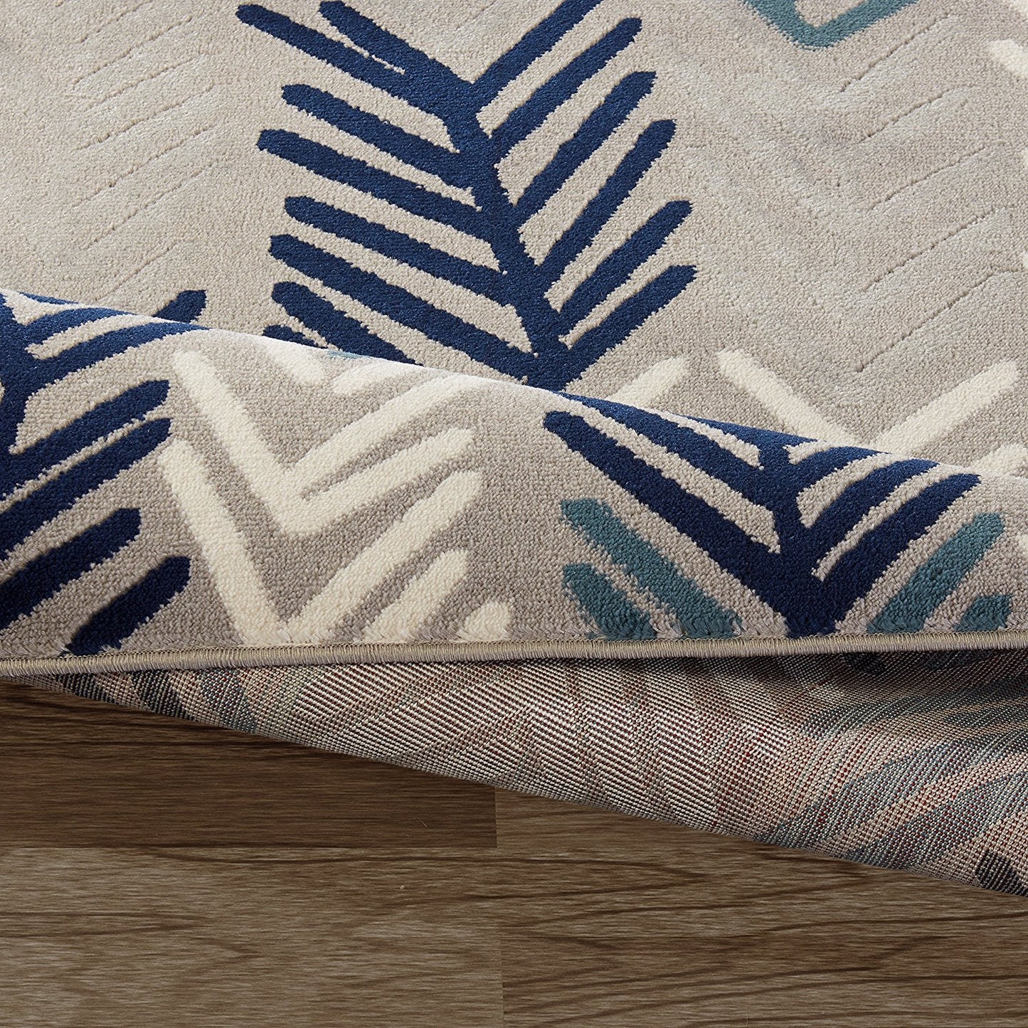 Contemporary Floral Gray/Grey/Navy/Teal/Beige Area Rugs