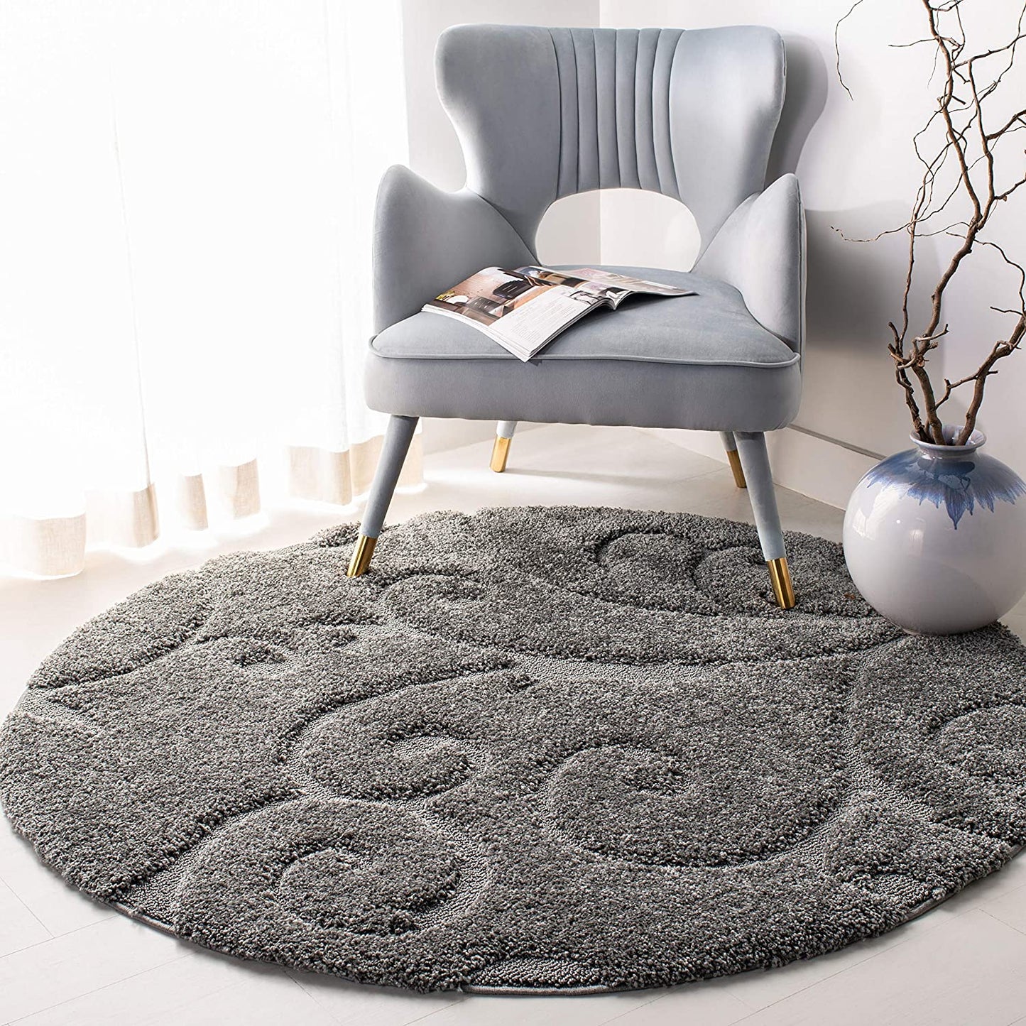 Premium Swirl Thick Plush Grey Area Shag Rug