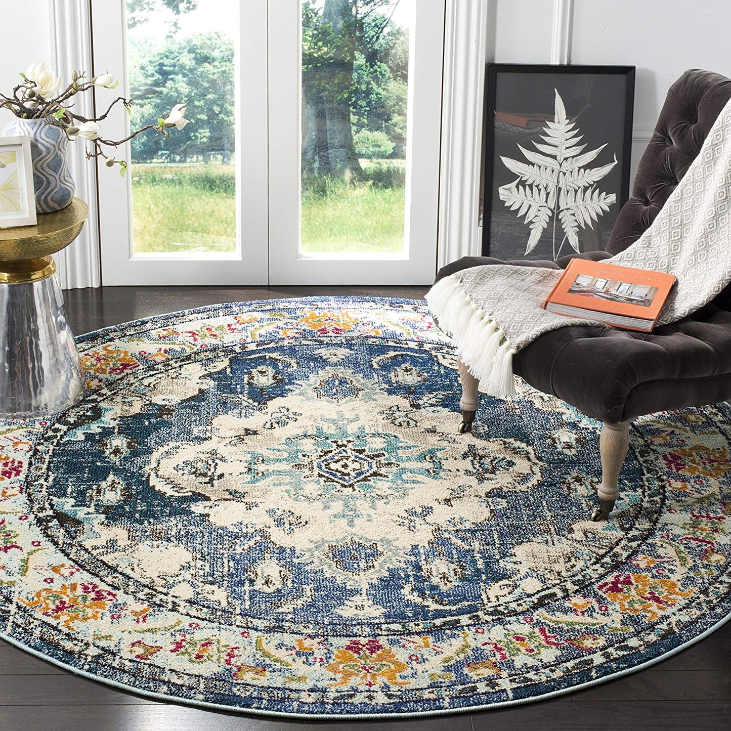 Distressed Navy Light Blue Soft Area Rug