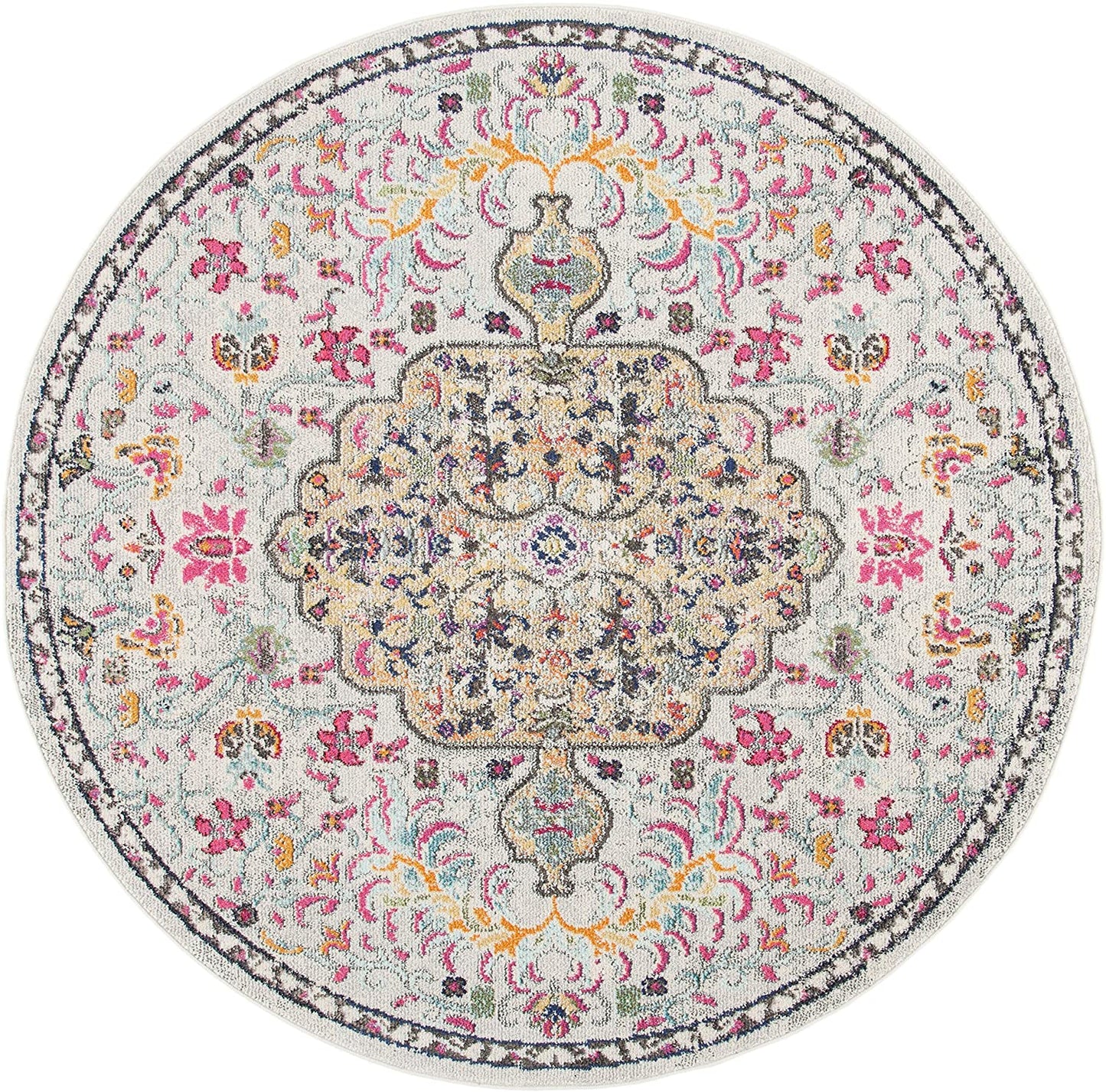 Madison Collection Boho Chic Medallion Distressed Grey / Gold