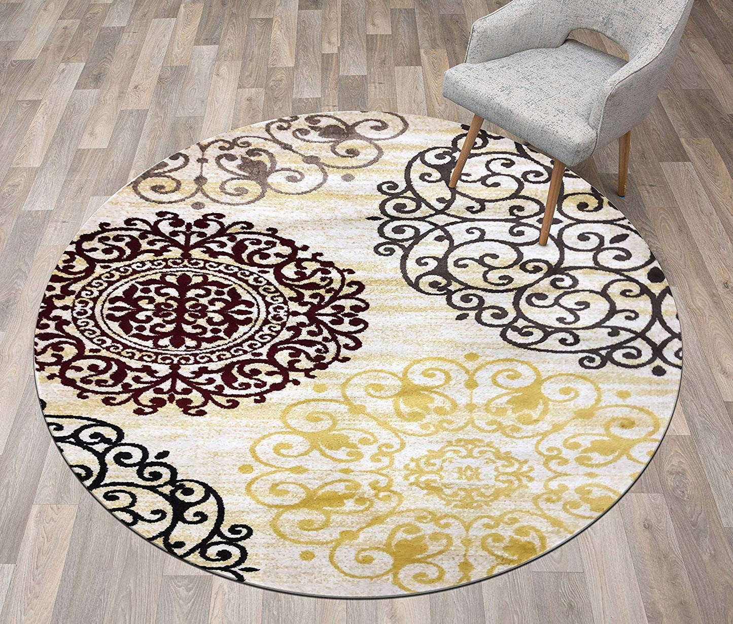 Floral Cream Brown Red Area Rugs