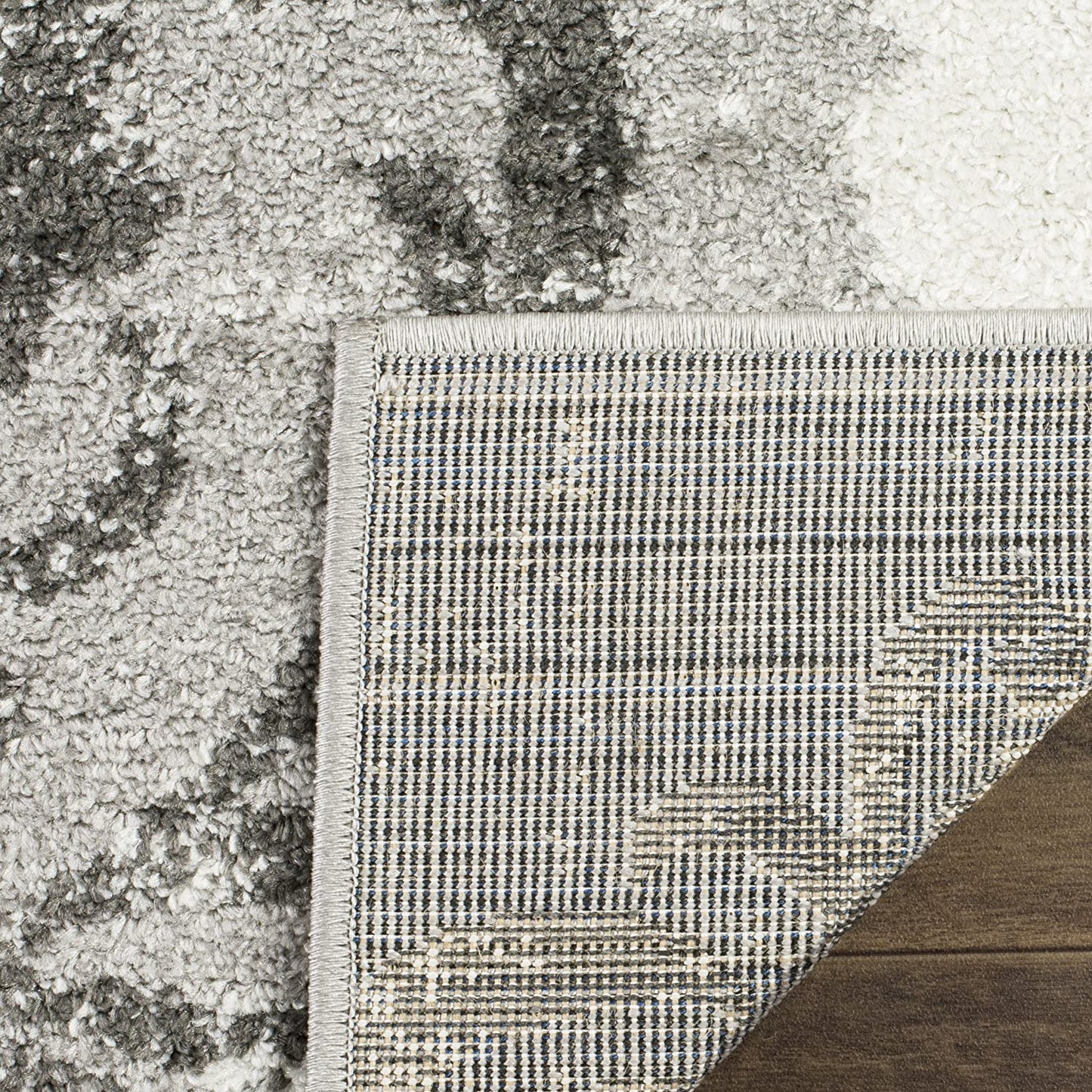 Silver and Ivory Contemporary Chic Damask Soft Area Rug