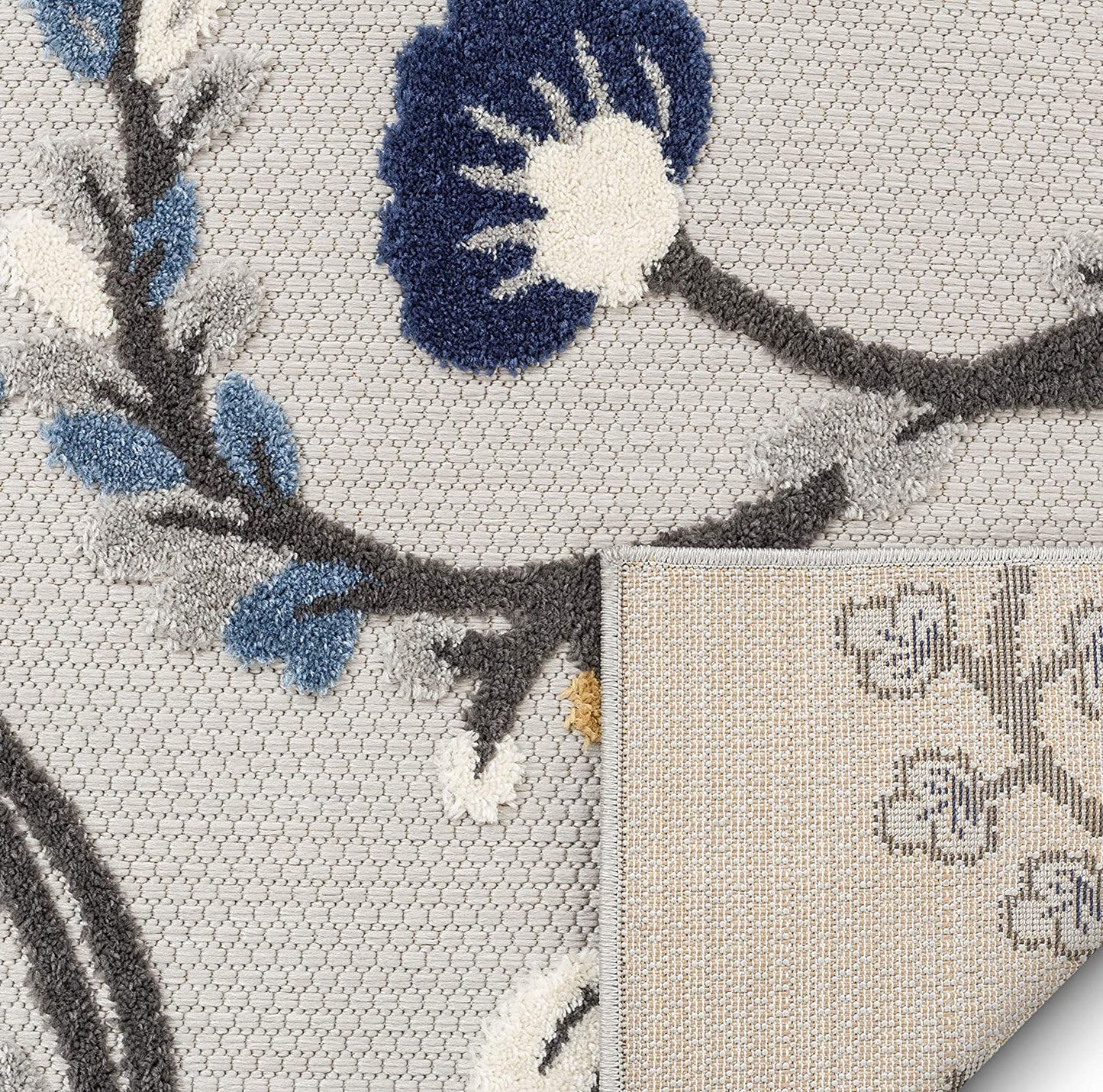 Darla Floral Grey Indoor/Outdoor Area Rug Stain Resistant Modern Carpet