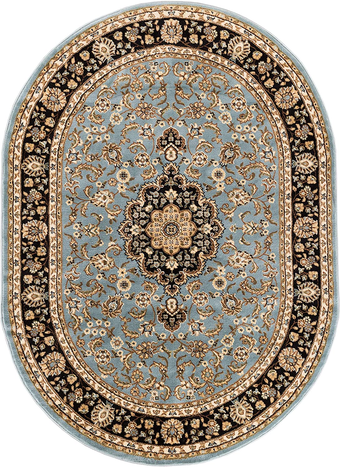 Medallion light blue Traditional Soft Area Rug