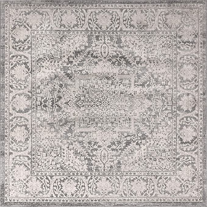 Modern Persian Vintage Medallion Area Rugs Light Grey