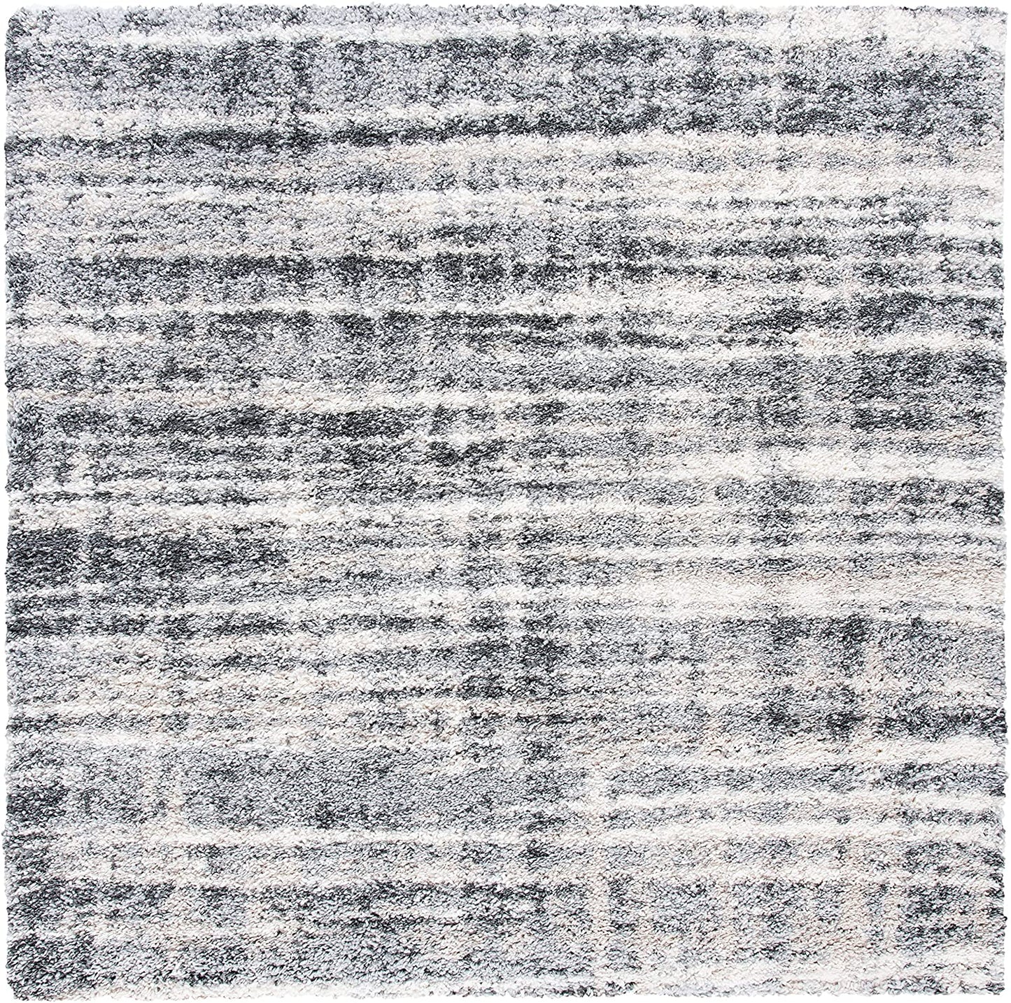 Fontana Shag Collection Modern Thick Area Rug Grey / Ivory