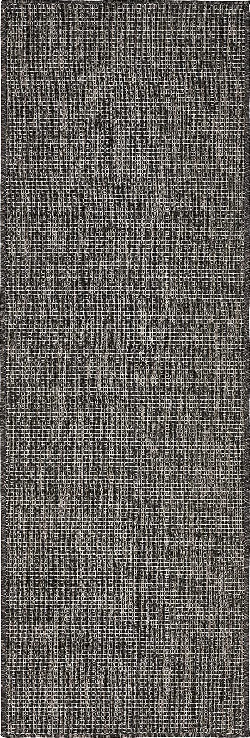 Casual Transitional Indoor Outdoor Flatweave Black Area Rug