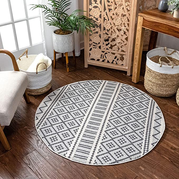 Ventova Grey Tribal Geometric Area Rug