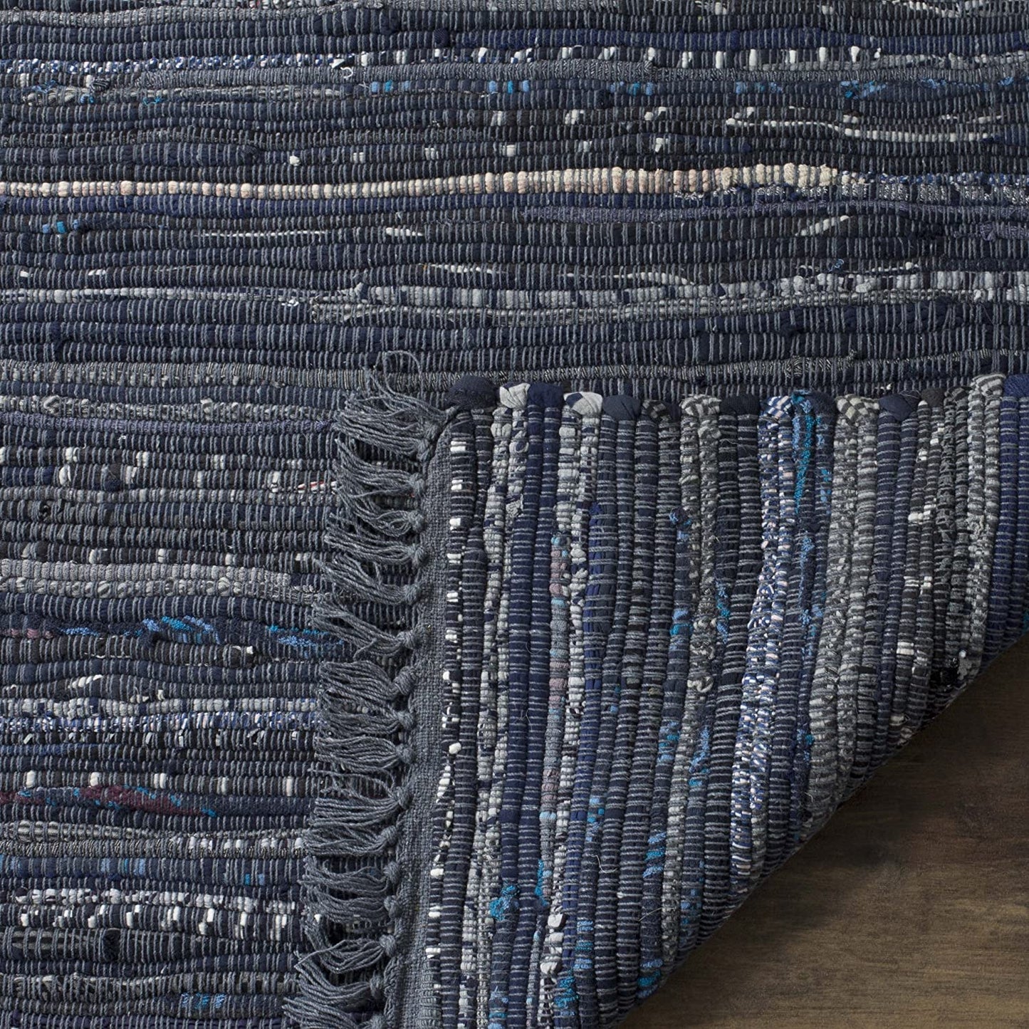 Hand Woven Ink and Multi Cotton Area Rug