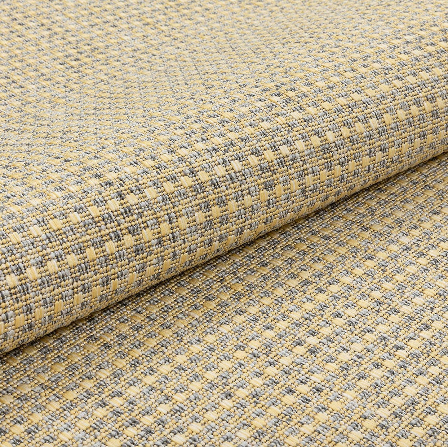 Bright Yellow Indoor/Outdoor Flat-Weave Pile Border Pattern Area Rug