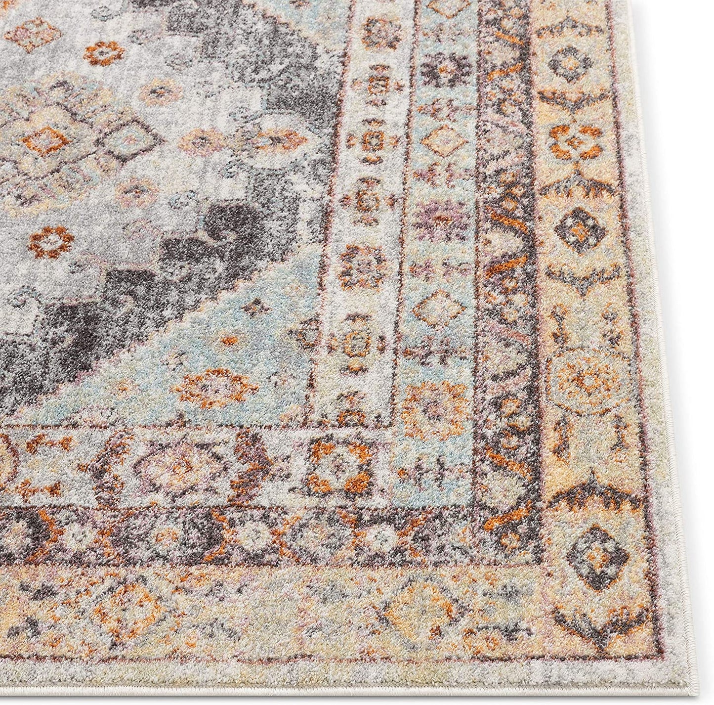 Rodeo Virden Grey Bohemian Eclectic Tribal Aztec Distressed Area Rug