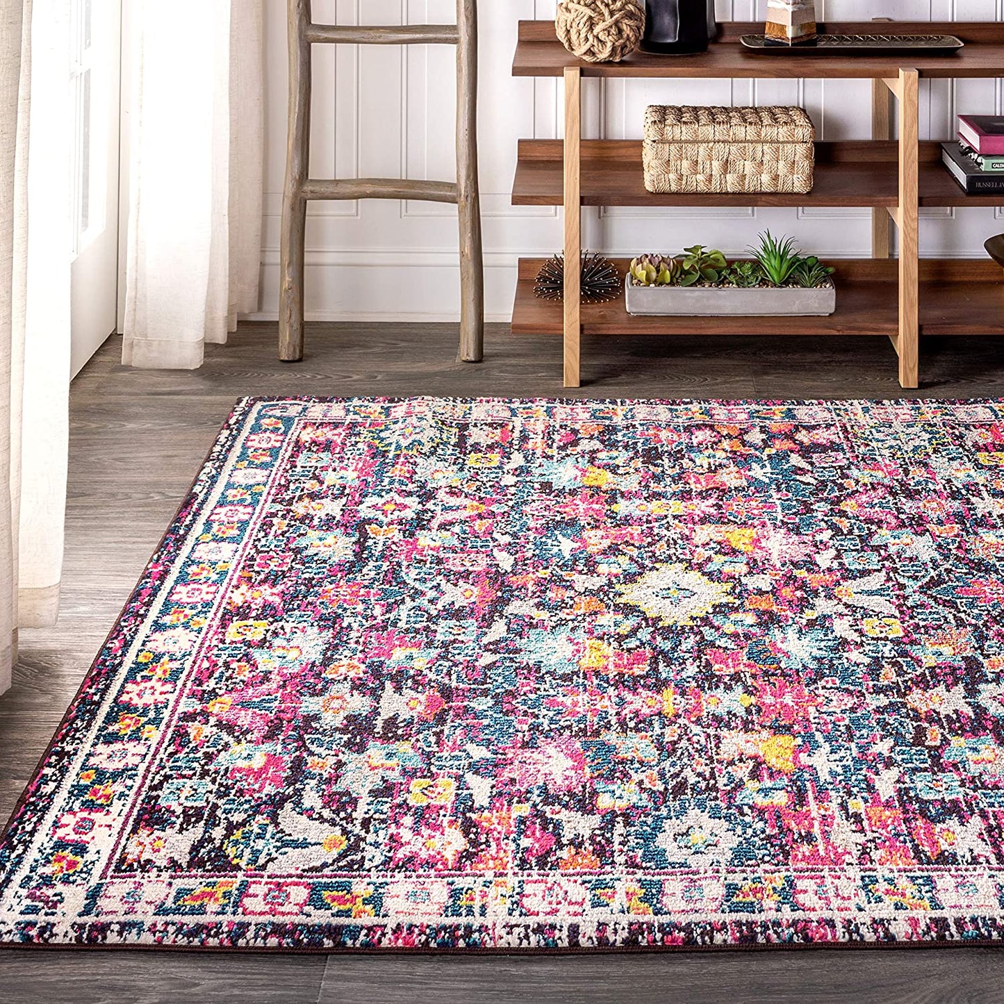 JONATHAN Y Modern Persian Boho Floral Multi/Purple soft Area Rug
