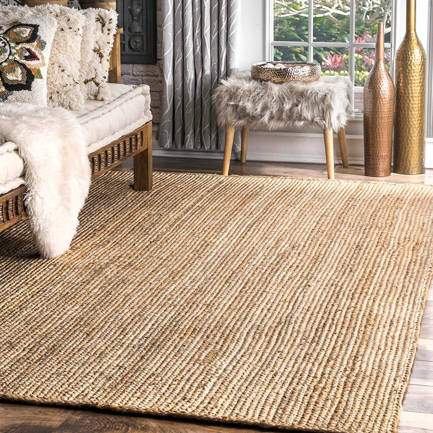 Jute Rug Handmade Braided Round 100% Natural Jute Carpet