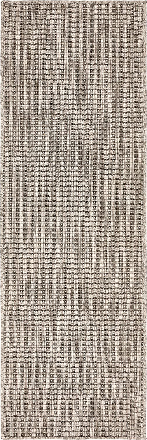 Casual Transitional Indoor and Outdoor Flatweave Beige Area Rug