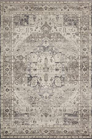 Loloi II Hathaway Collection HTH-05 Steel / Ivory, Traditional 7'-6" x 9'-6" Area Rug