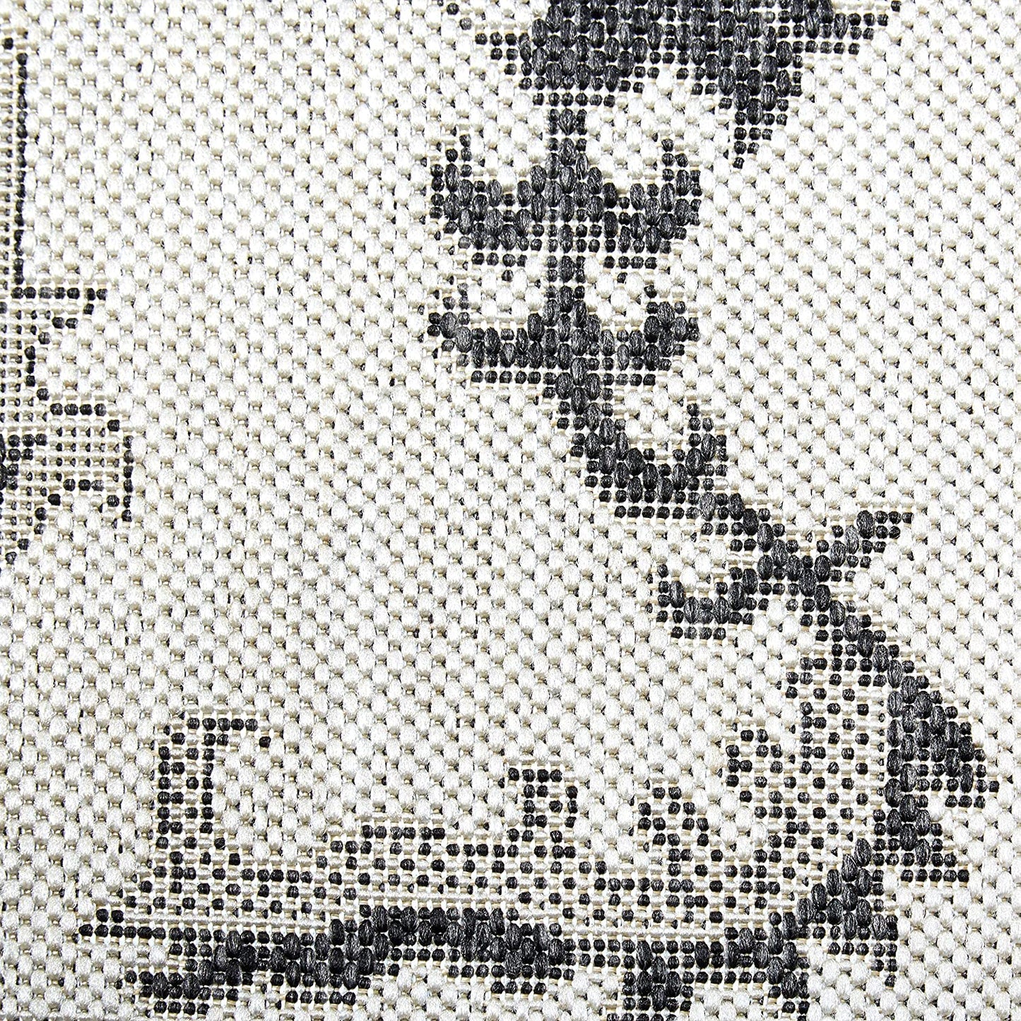 Floral Black Grey Indoor/Outdoor Area Rug - UV/Weather Resistant