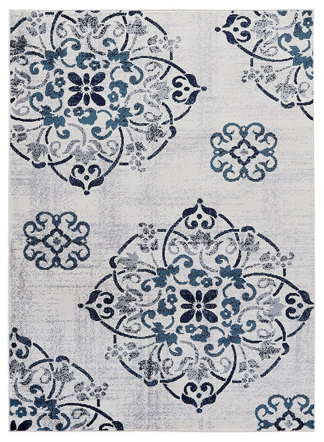 Design Beige/Navy/Teal/Gray/Grey Area Rugs