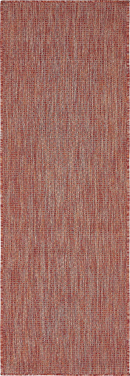 Casual Transitional Indoor Outdoor Flatweave Rust Red Area Rug