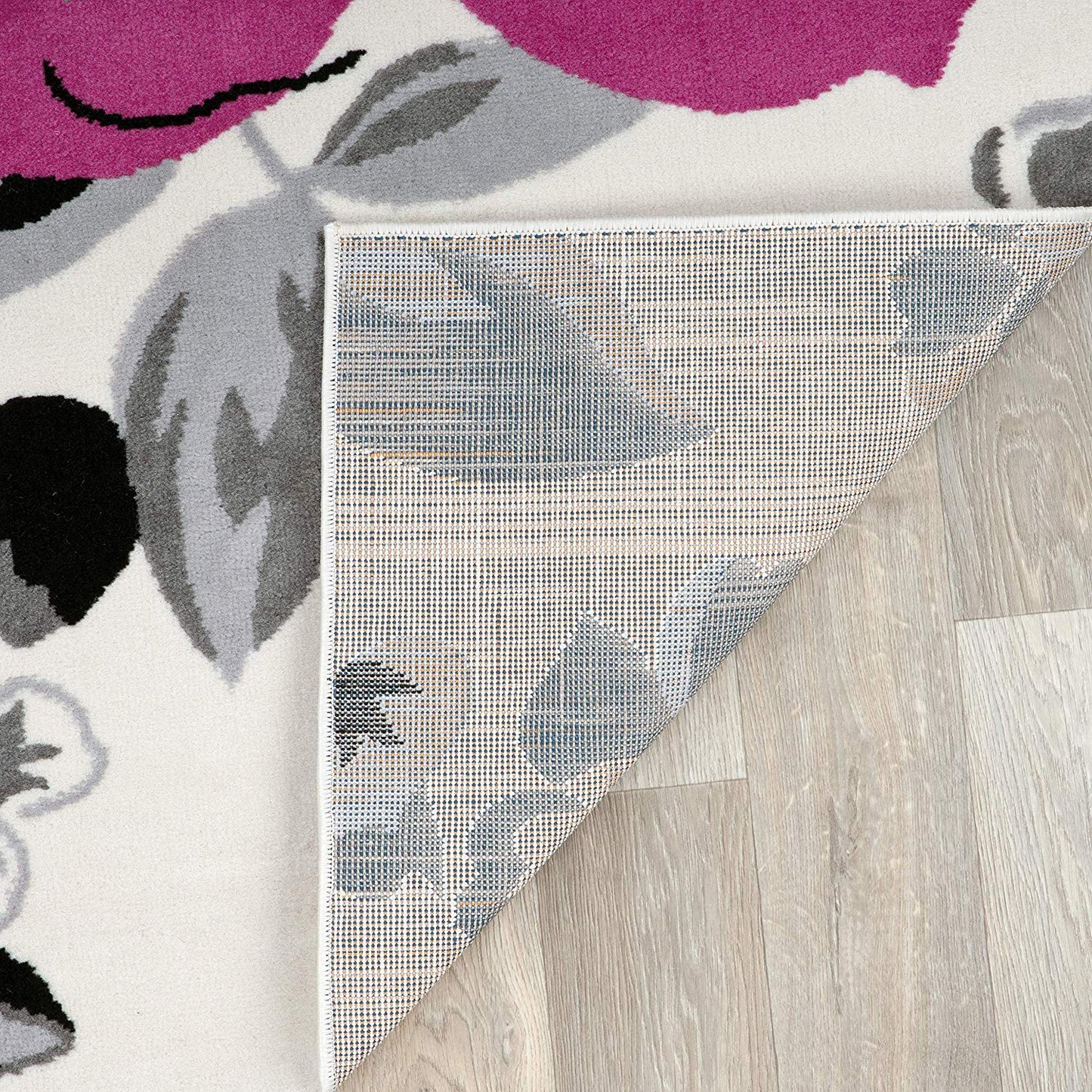 Floral Pink Gray Black Area Rugs