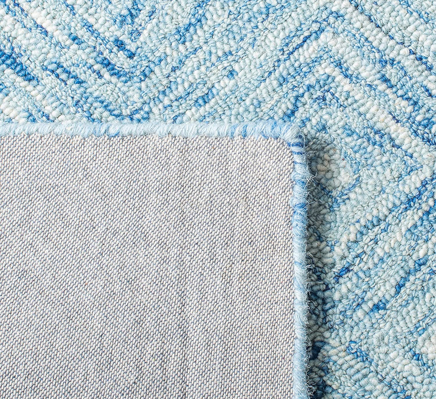 Ikat Collection Handmade Premium Wool Soft Area Rug Blue
