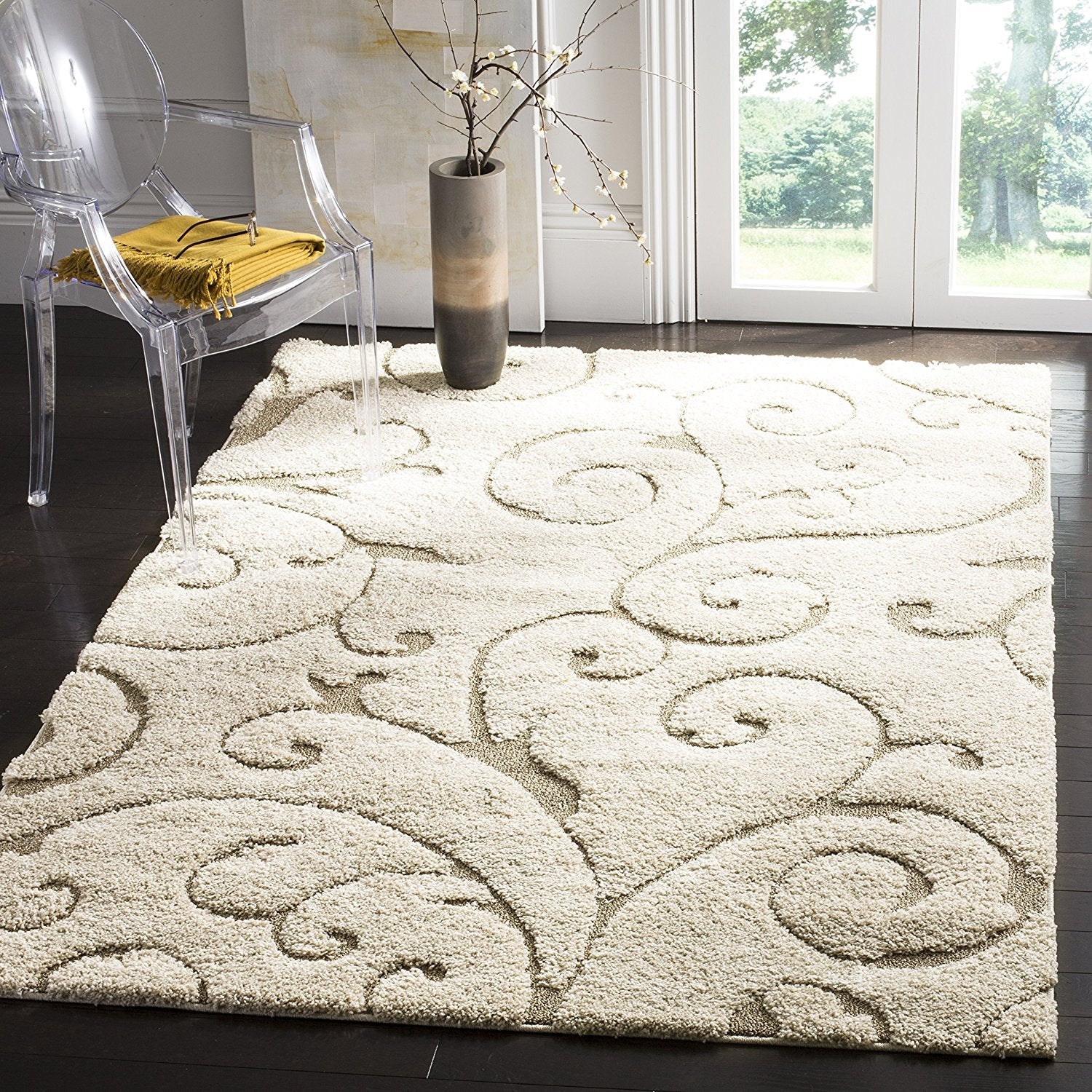 Premium Swirl Thick Plush Blue Area Shag Rug