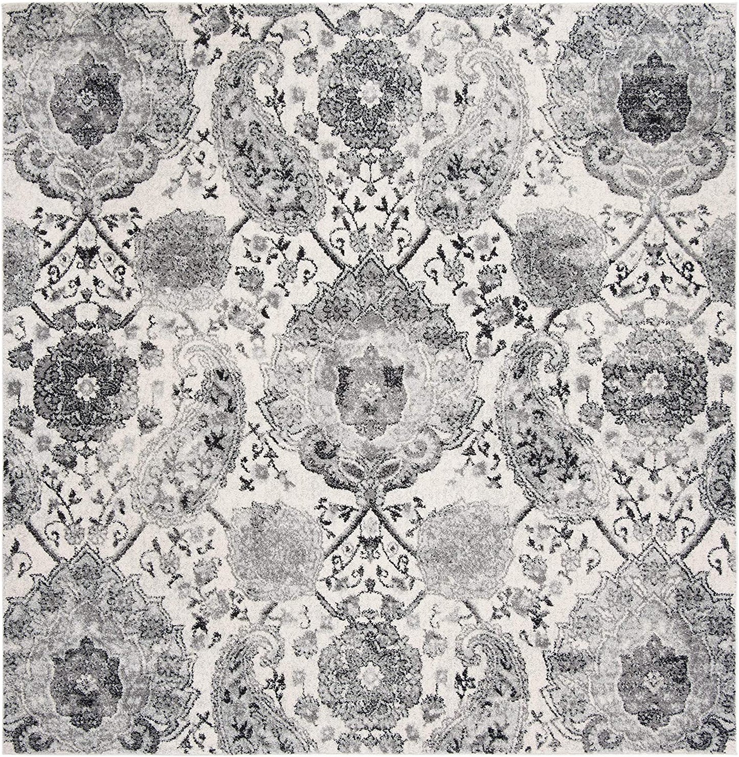 Floral Cream/ Silver Soft Area Rugs