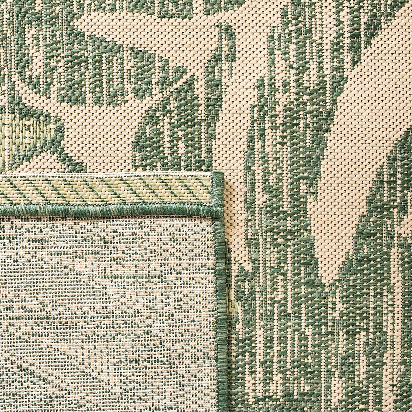 ourtyard Collection Indoor/ Outdoor Non-Shedding Stain Resistant Patio Backyard Soft Area Rug Beige / Green