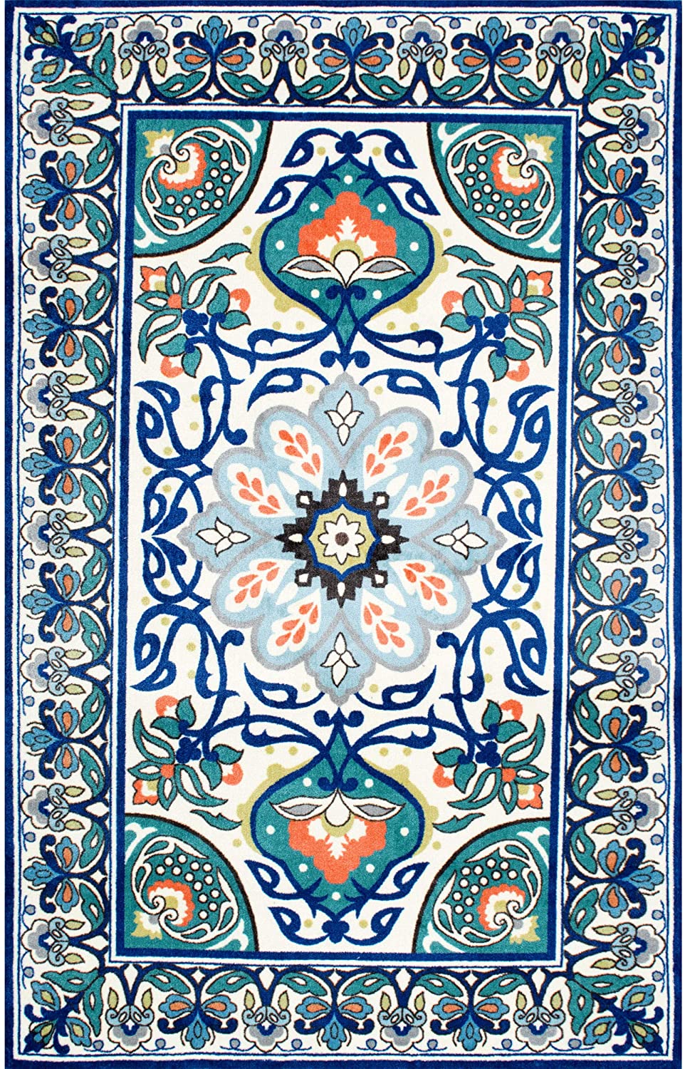 Leda Floral Area Rug, Blue