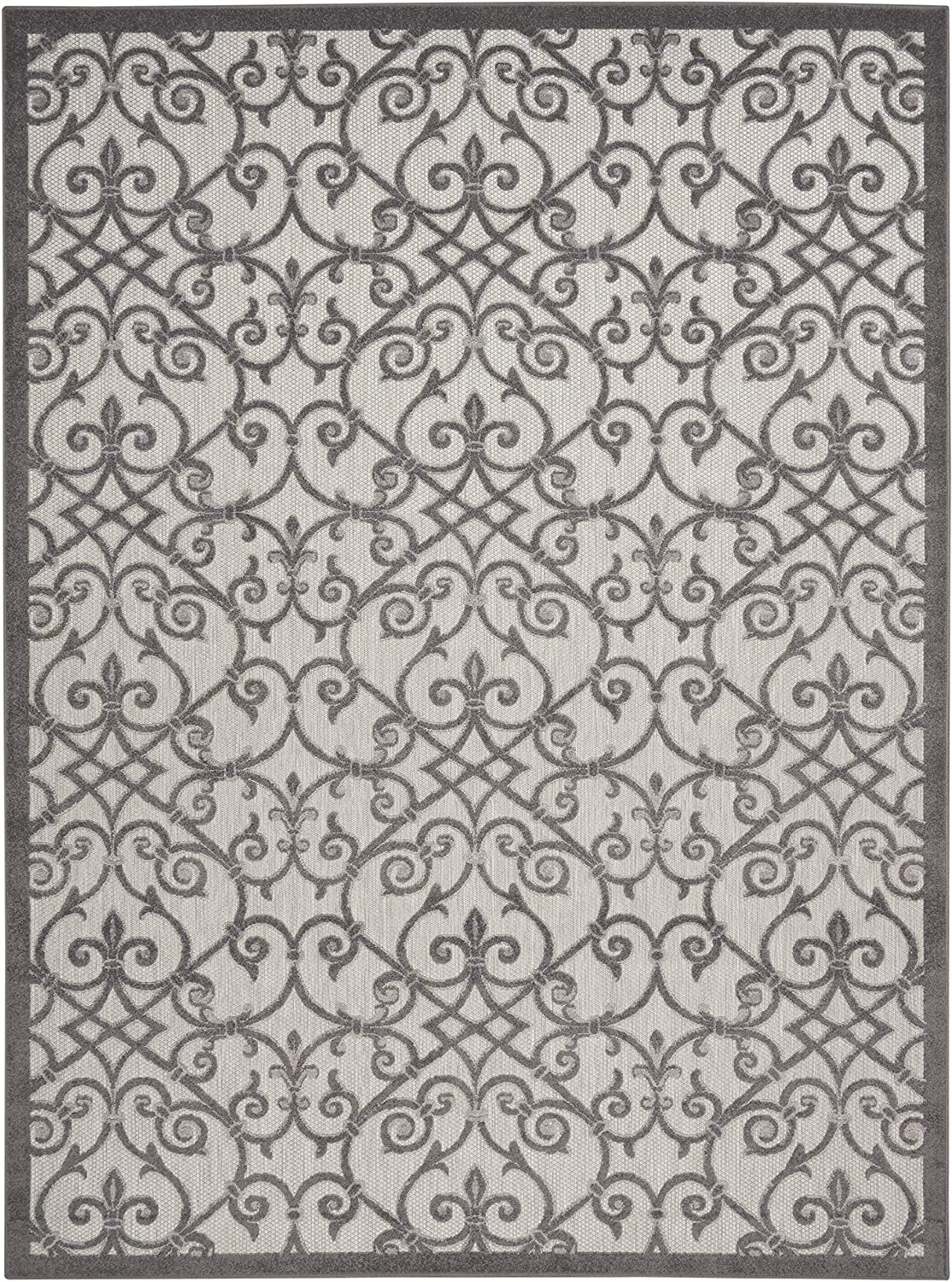 Floral Grey Charcoal Indoor/Outdoor Area Rug
