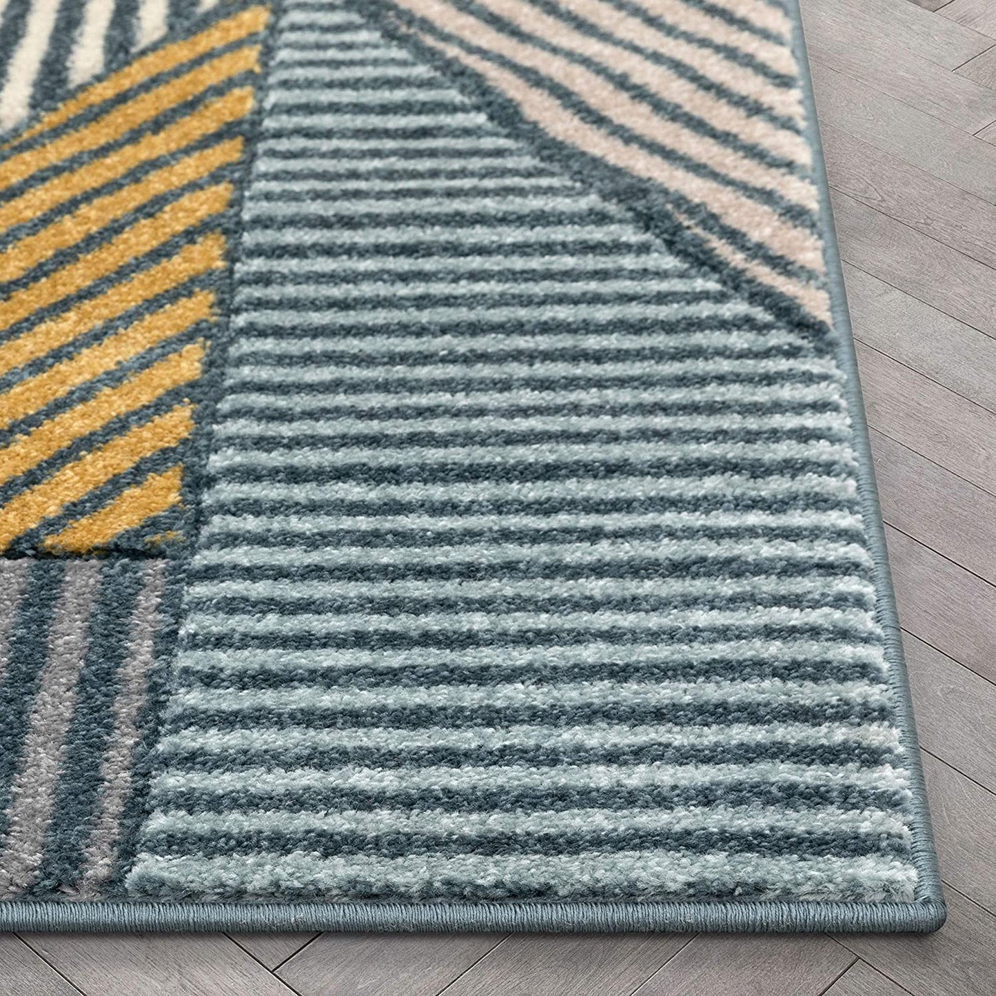 Multi Modern Geometric Boxes Triangles Pattern Area Rug