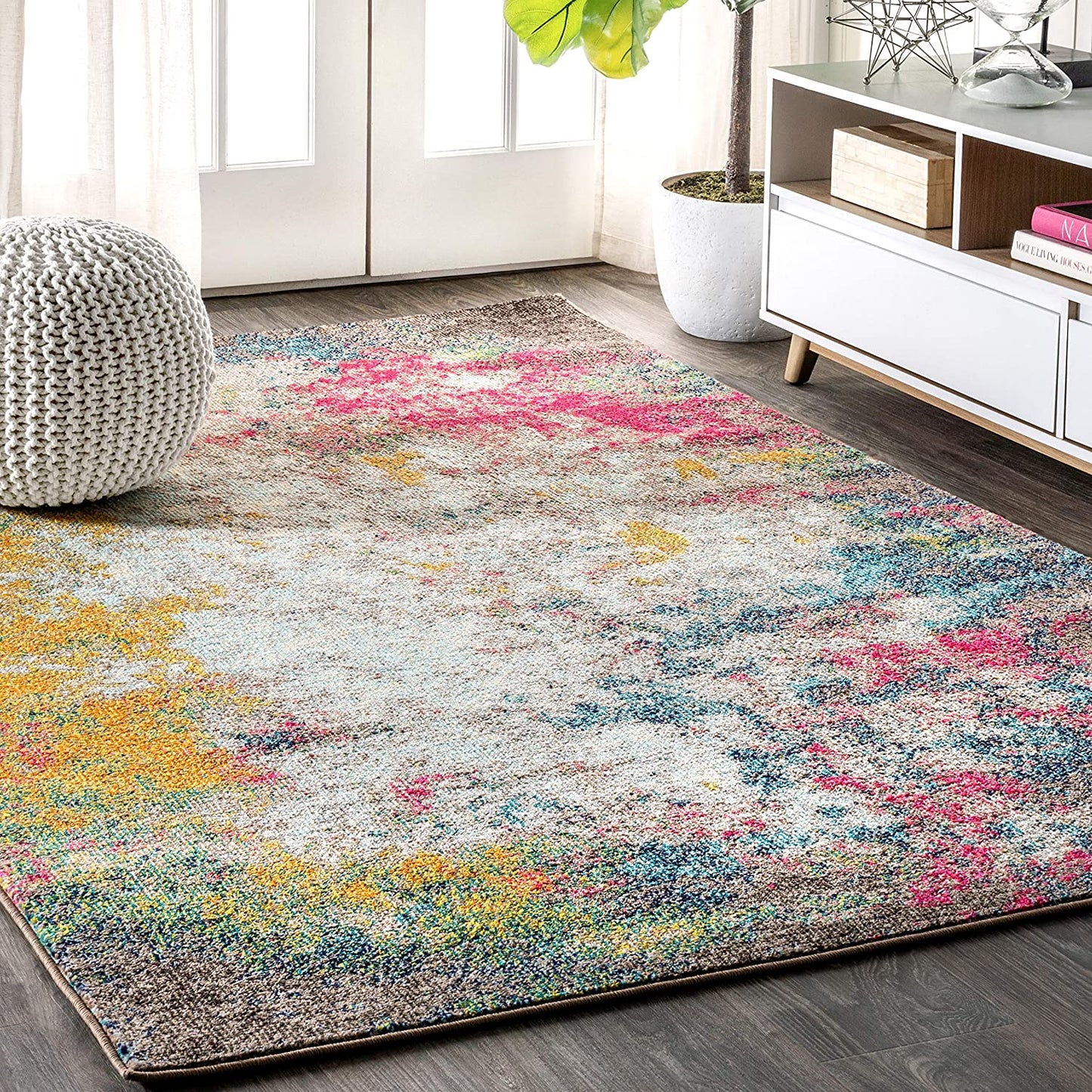 JONATHAN Y Contemporary POP Modern Abstract Multi/Yellow soft Area Rug