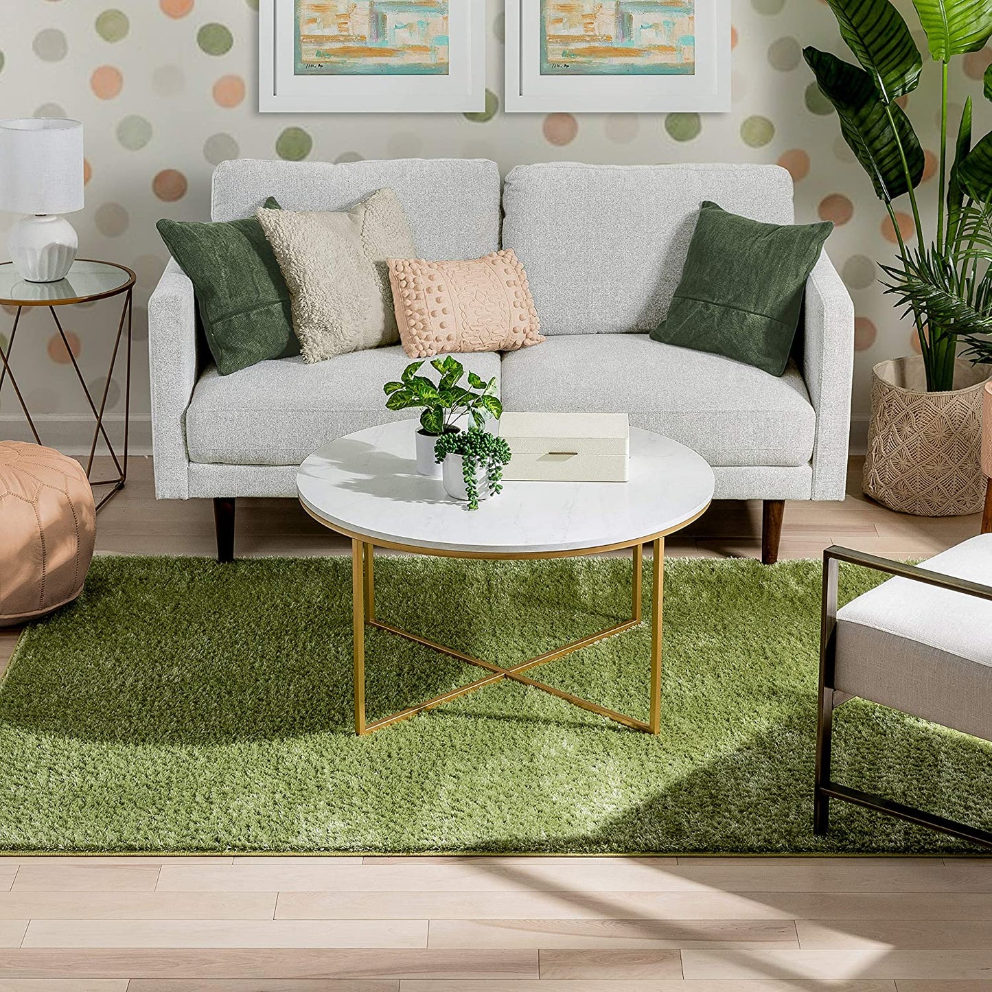 Ciel Green Ultra-Soft Multi-Textured Shimmer Pile Area Rug