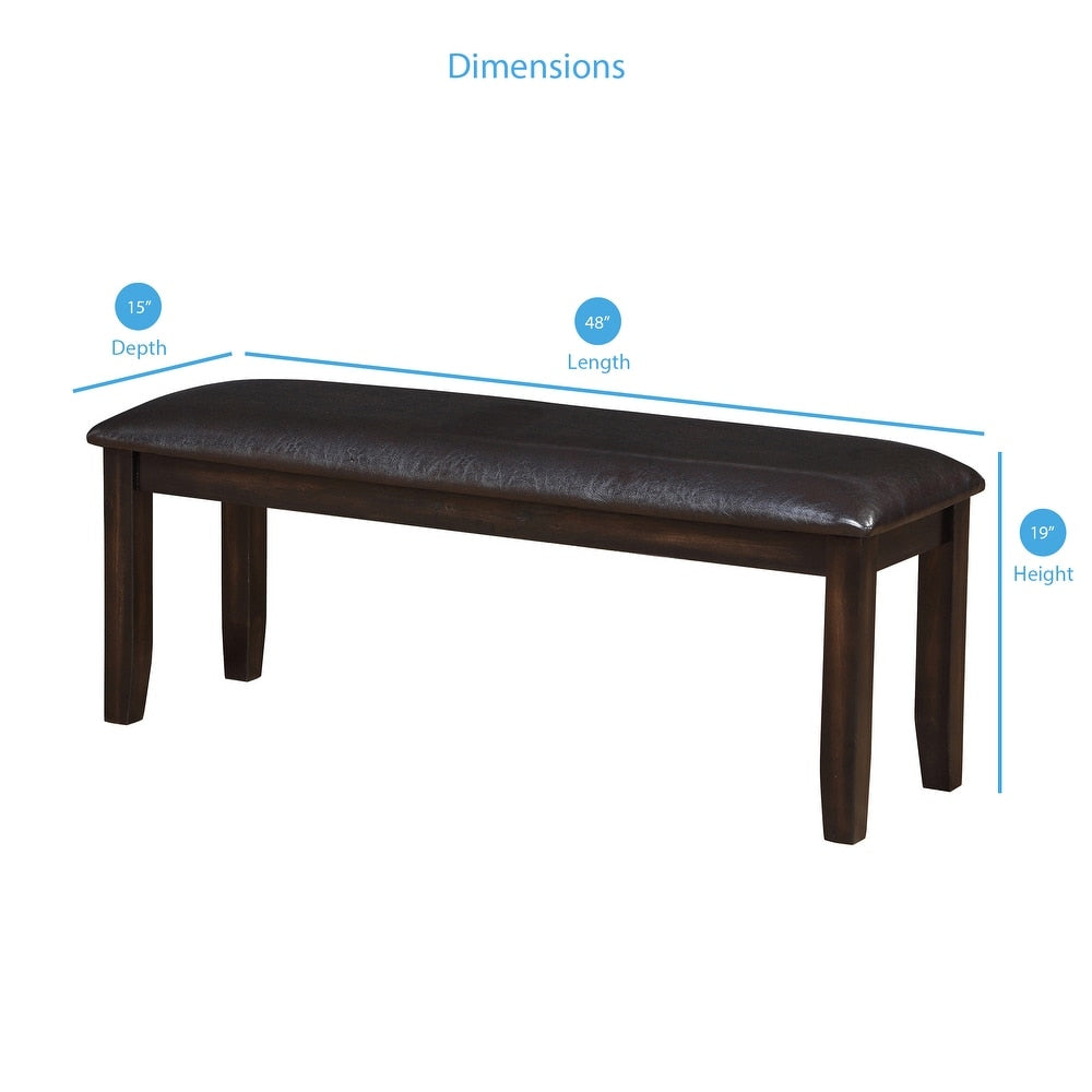 Alice Antique Espresso Wood and Faux Leather Dining Bench by Greyson Living