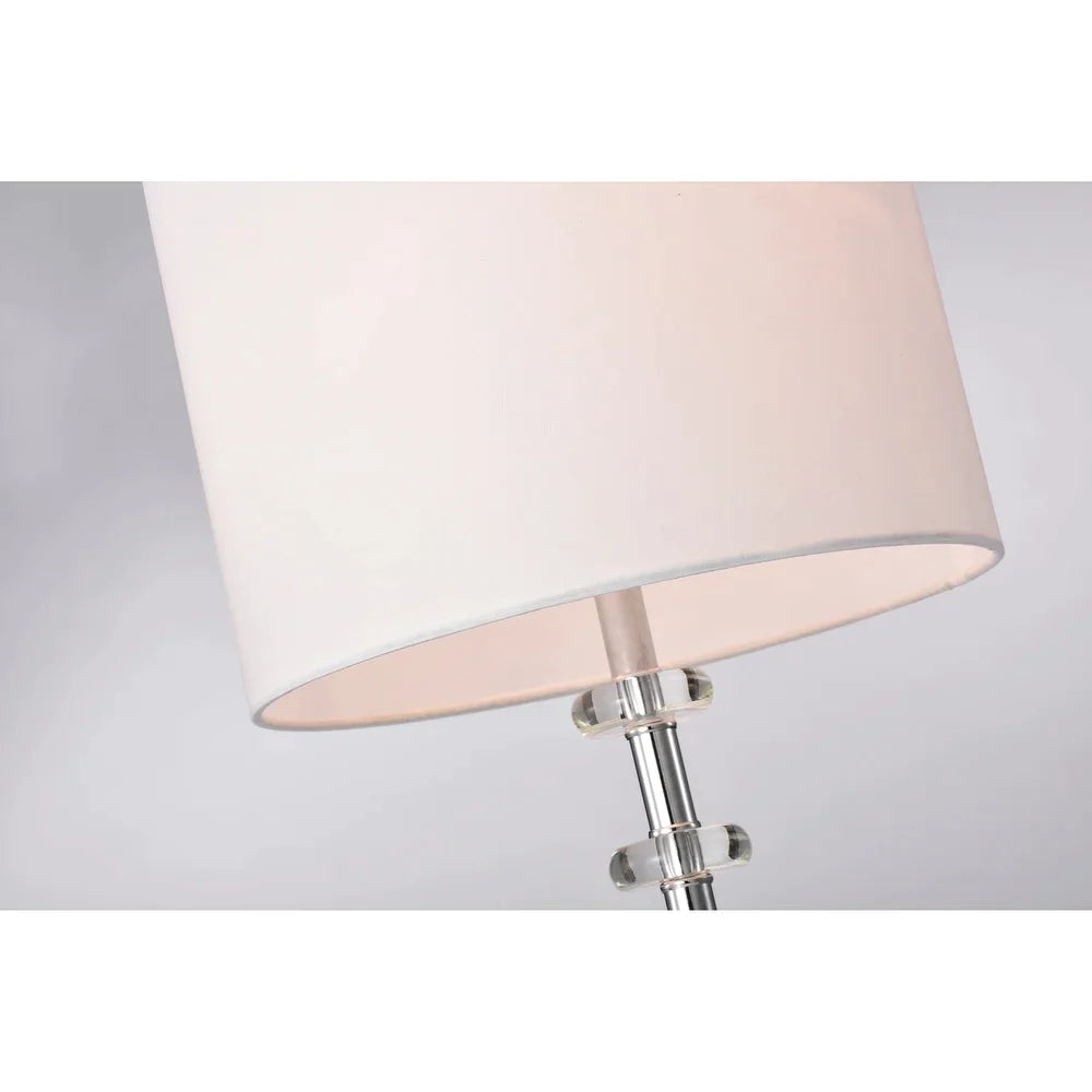 Anisah Chrome 1-Light Drum Fabric Shade & Clear Crystal Base Table Lamp