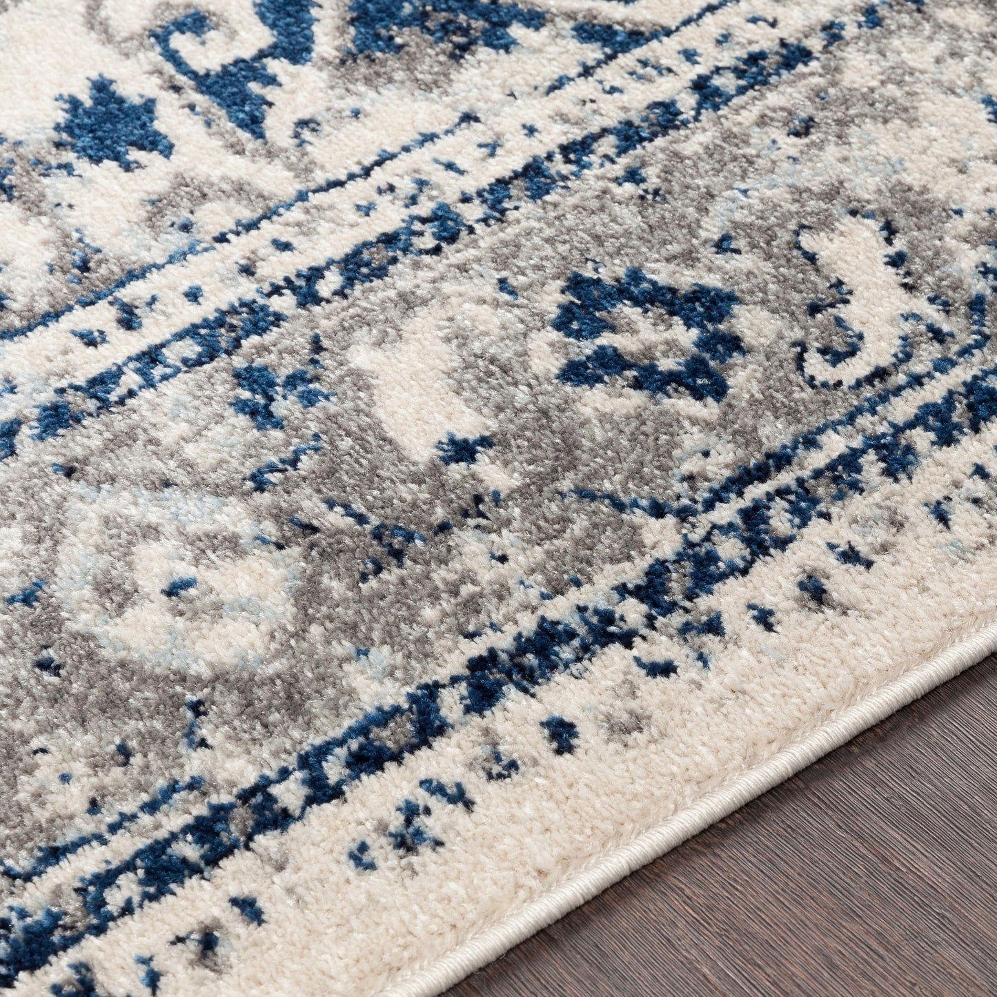 Traditional Navy Pale Blue Gray white Area Rugs