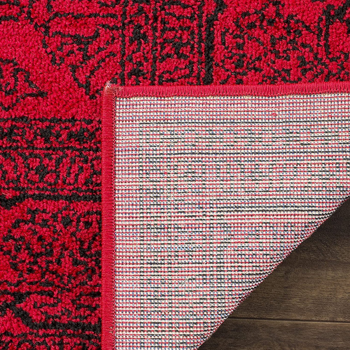 Oriental Vintage Distressed Medallion Red/Black Soft Area Rug