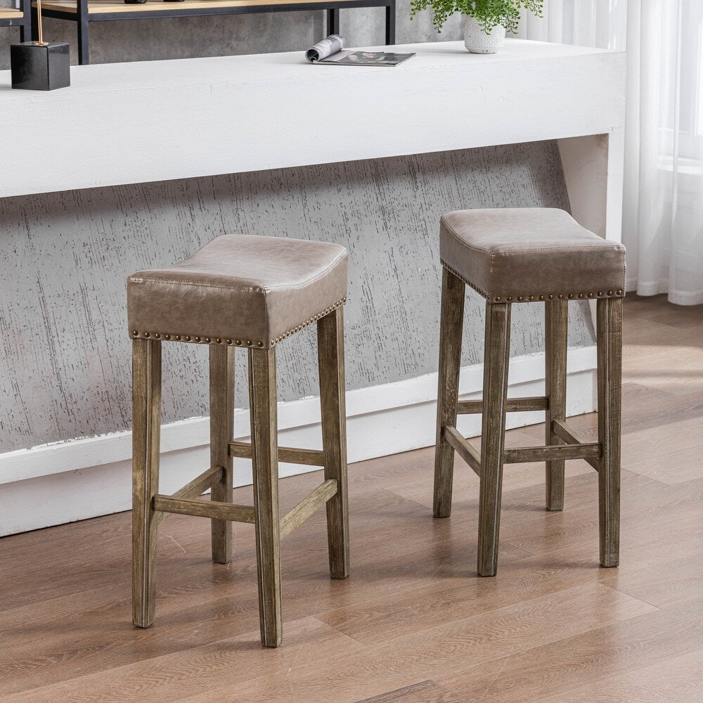 Backless Faux Leather Chairs