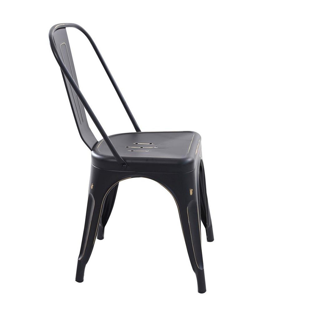 Black Metal Armless Antique Chair - 33'' H (SH 18") x 18'' W x 20'' D