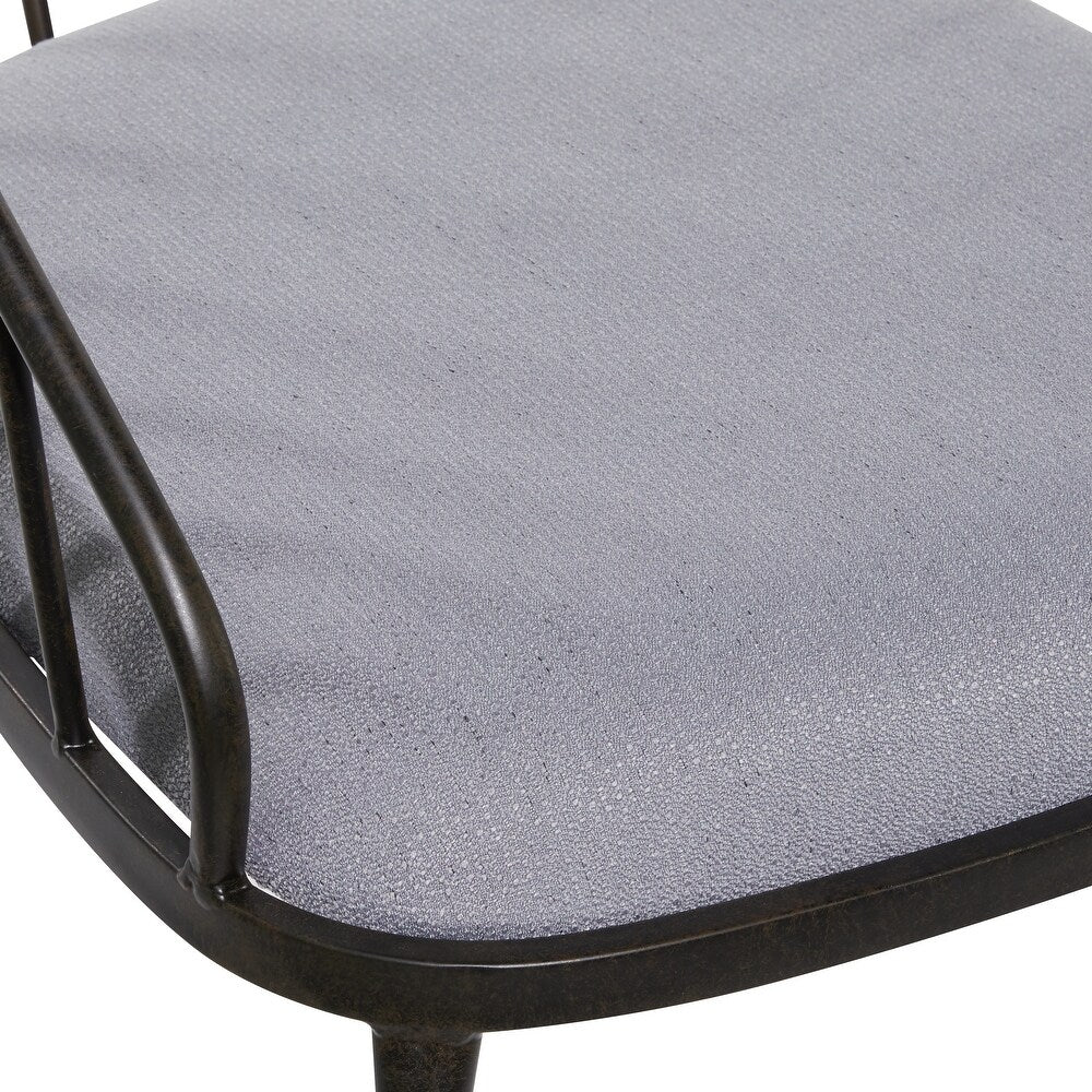 Black Metal Dining Chair With Grey Cushion Seat 21" X 37" - 21 x 24 x 37